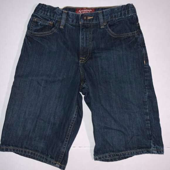 Arizona Jeans Boy 14 Regular Adjustable Dark Wash Denim Blue Jean Shorts (K) - Picture 1 of 11